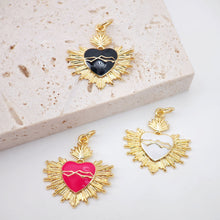 Load image into Gallery viewer, Dainty Enamel Love Charm, 18K Gold Plated Necklace Making Pendant, Heart Pendant, 20m, Jewelry Findings S20230