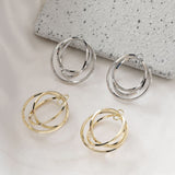 Triple Ring Pendant, 14K Shiny Gold/Silver Plated Openwork Pendant, with 2 loops, for Jewelry Making Supply ZZ075