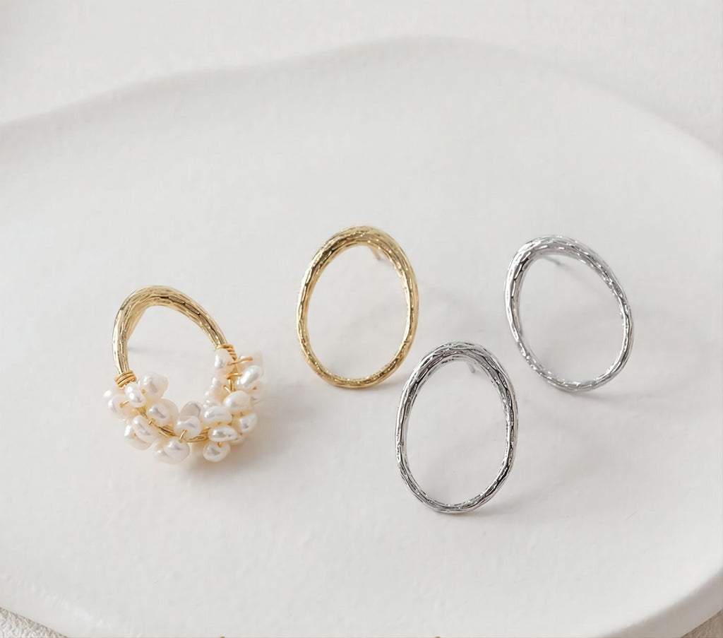 Oval shape Ear Post, S925 Silver Ear Pin Nickel Free, Gold/Silver Ear Stud, 17x23mm, Hypoallergenic Earring Findings G0020