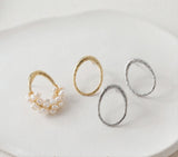 Oval shape Ear Post, S925 Silver Ear Pin Nickel Free, Gold/Silver Ear Stud, 17x23mm, Hypoallergenic Earring Findings G0020