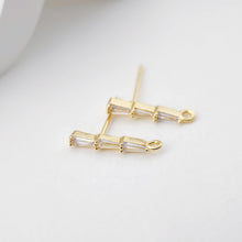 تحميل الصورة إلى عارض المعرض، أقراط أذن مستطيلة أنيقة من الزركونيا المكعبة، عمود مطلي بالذهب مع حلقة، أداة يدوية للعثور على الأقراط، لوازم صنع الأقراط بنفسك D0246