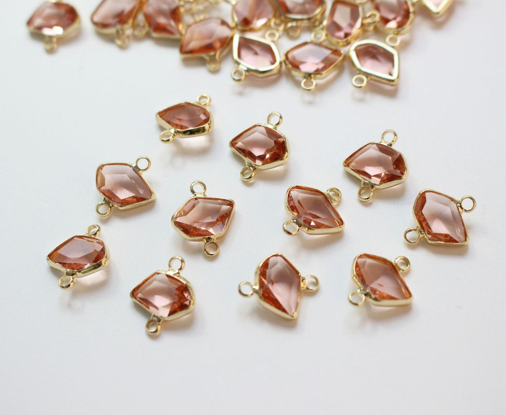 10pcs Irregular Shape Crystal Connector, Glass Connector, Glass Pendant, 18K Gold Plated, Jewelry Findings ZZ006