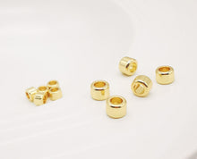 Load image into Gallery viewer, Shiny Gold Plated Tube Beads, 5x7mm, 18K Gold Round Tube Beads, Tube Bracelet Beads, Gold Plated Spacer Beads, Jewelry Finding S20335