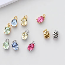 Load image into Gallery viewer, Oval Charms, Cubic Zircon Stone Charm, Shiny Crystal Pendant, 18K Gold Plated Charms, For Necklace Making,Jewelry Findings S1399