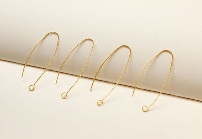 Twisted Ear Hooks, 14K Gold Earring Earring findings with loop, Fish Hooks, Ear Wires for Jewelry Making GT067