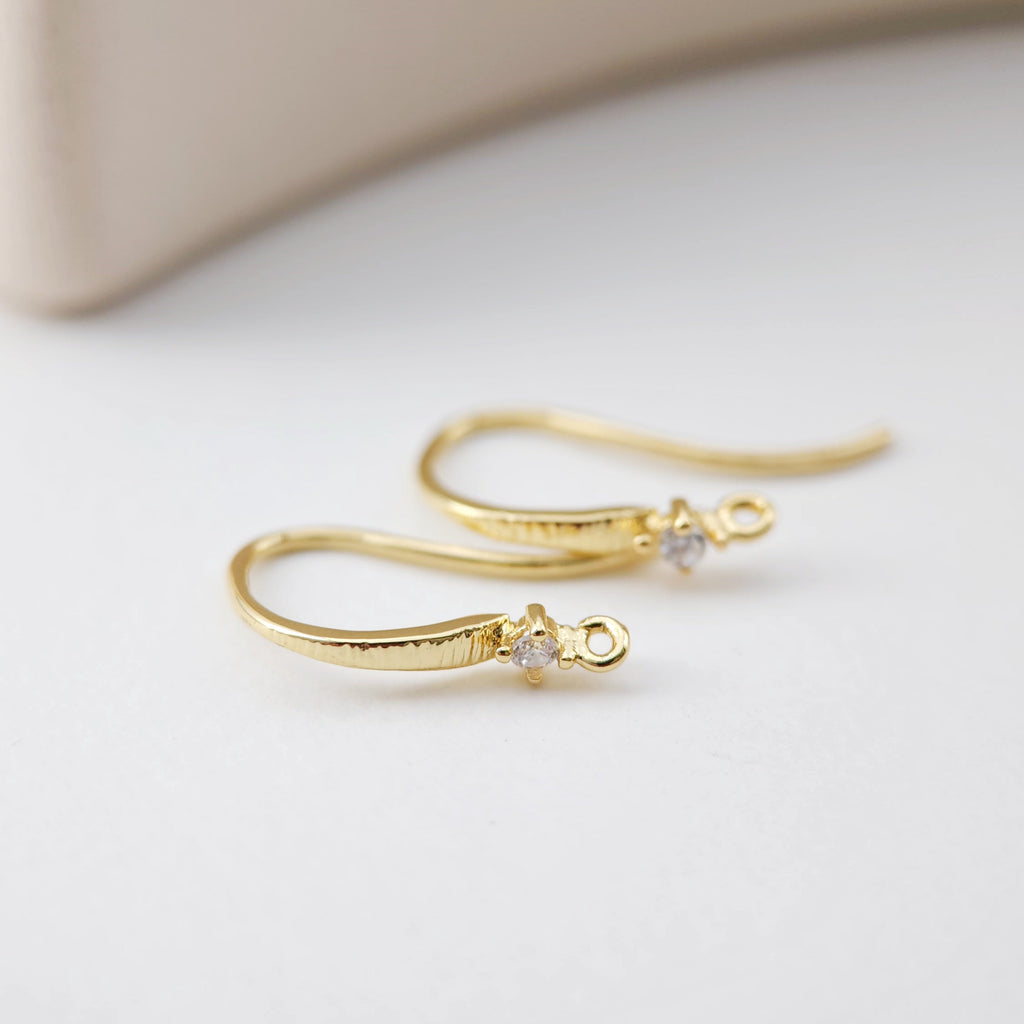 18K Gold Plated Ear Wires, Cubic Pave Earring Hooks, Nickel Free, Fish Hooks, Ear Wires for Jewelry Making D0183