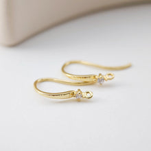 Load image into Gallery viewer, 18K Gold Plated Ear Wires, Cubic Pave Earring Hooks, Nickel Free, Fish Hooks, Ear Wires for Jewelry Making D0183