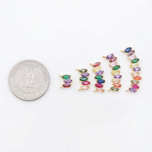 Load image into Gallery viewer, Rainbow Cubic Tennis Connector, 4mm CZ, 18K Gold Plated CZ Pave Tennis Pendant, Bracelet Making Charm, Jewelry Findings S20540