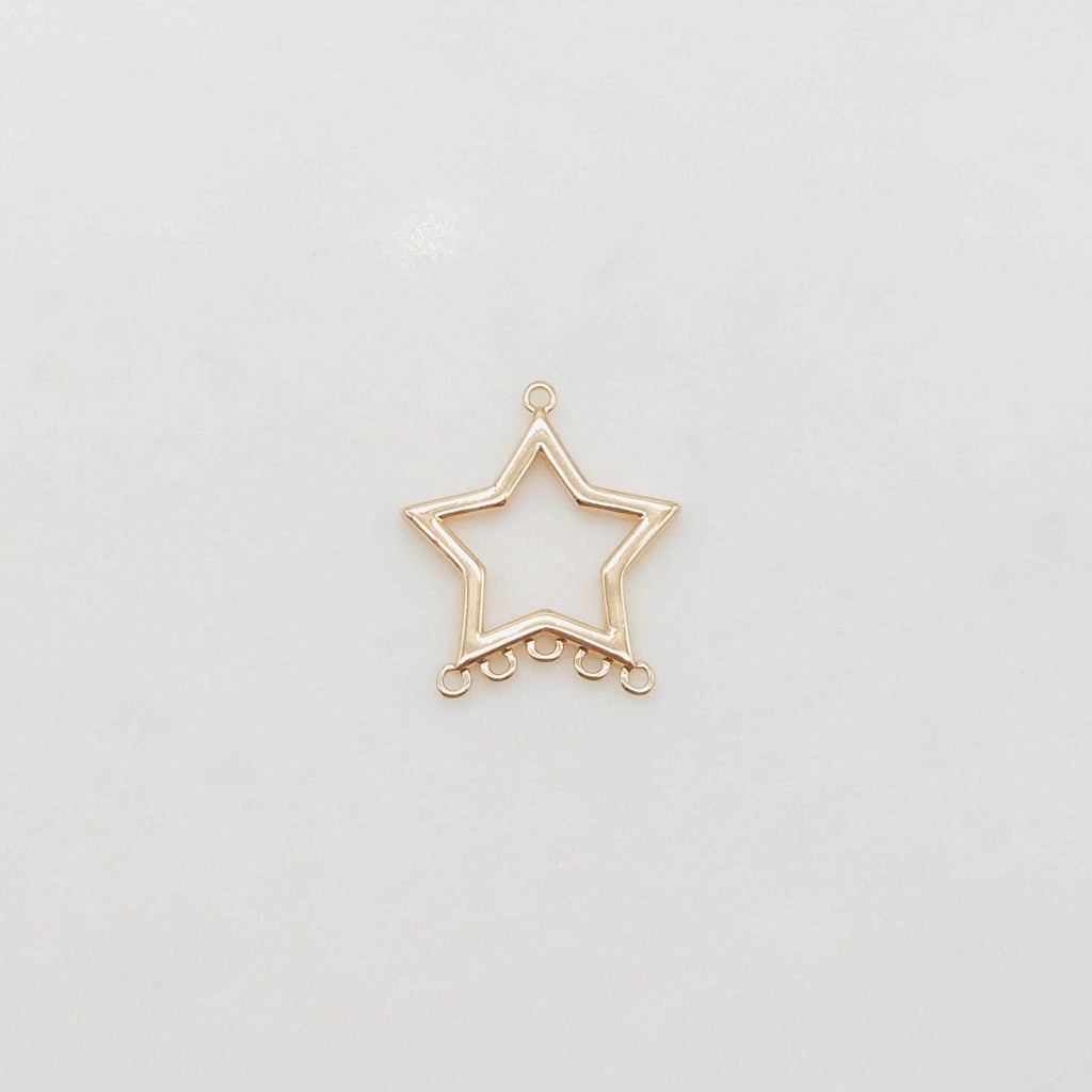 Conector geométrico, redondo, estrella, abanico y hoja, chapado en oro de 18 quilates, dijes, accesorios de joyería de 16 mm ZX079