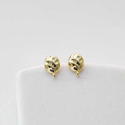 Round Hammered Earring Post Earrings, Gold Earring Post with Loop, Hypoallergenic, Earring Findings, Handmade Earring Supplies D0418
