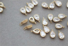 Load image into Gallery viewer, Heart Charms, Drop, Triangles Crystal Cubic Pave Pendant, 14K Gold Plated, Bracelet Necklace Making Pendants, Jewelry Findings GZ427