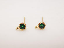 Cargar imagen en el visor de la galería, 4 pendientes redondos con pasadores, piedras preciosas de 4 colores, plata S925, sin níquel, chapado en oro de 18 quilates con circonita cúbica, ZX056