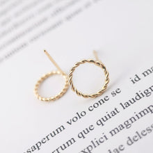 Load image into Gallery viewer, 10pcs 14K Gold Round Post With Loop, Openwork Round Stud Earring Nickel Free, 10mm, Hypoallergenic Earring Findings ZX076