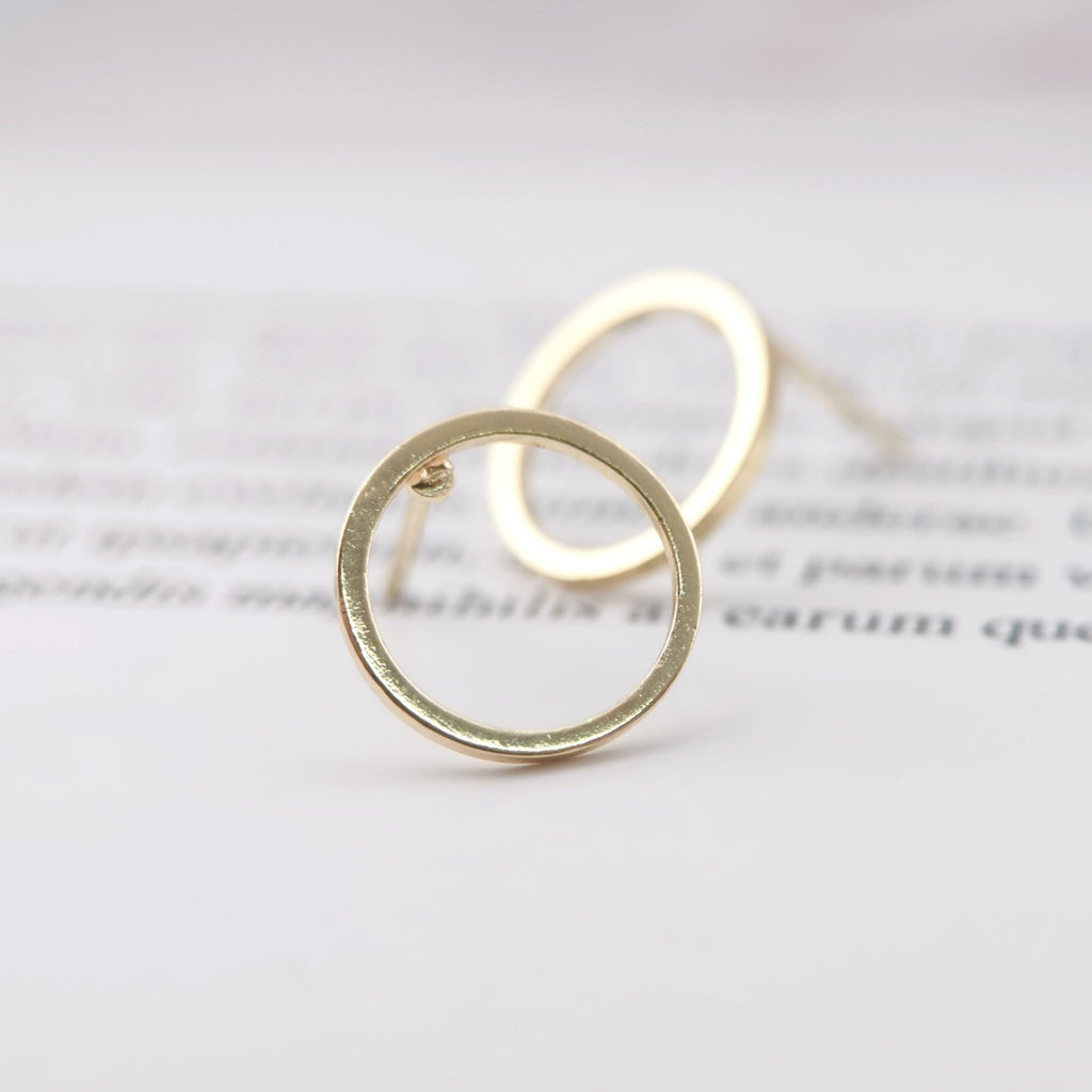 4pcs 14K Gold Round Post With Loop, Openwork Round Stud Earring Nickel Free, 10mm, 12mm, Hypoallergenic Earring Findings Z076