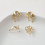 Hammered Bow Tie Earring Post, 14K Gold/Silver, S925 Silver Pin Nickel Free Earrings, Bow Tie Ear Stud with Loop GE008