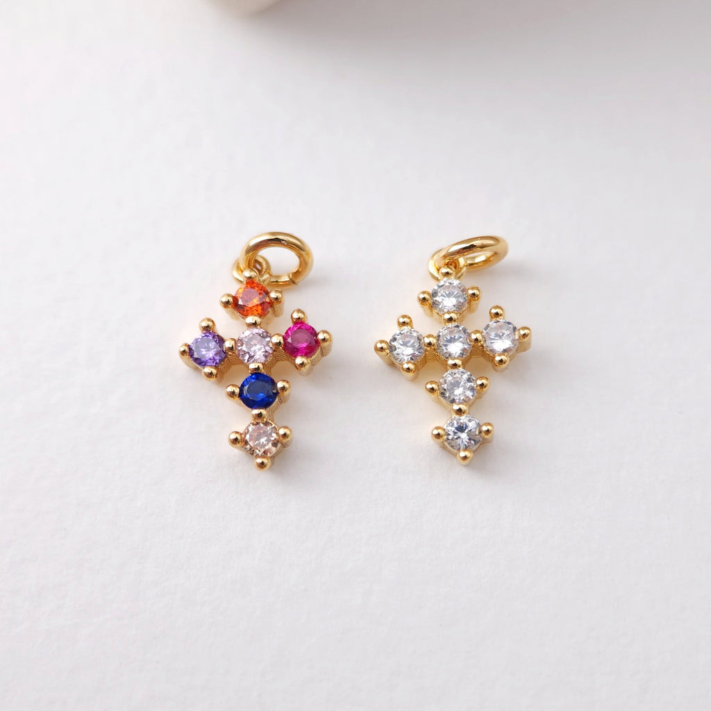 Cross Charms, CZ Pave Cross Pendant, Multiple Cross Styles, 18K Gold Plated Brass, Necklace Making Charms, Jewelry Findings S1198