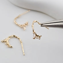 Load image into Gallery viewer, 14K Gold Plated Ear Wires with 2 loops, Cubic Pave, S925 silver pin, Nickel Free, Fish Hooks, Ear Wires for Jewelry Making ZX261