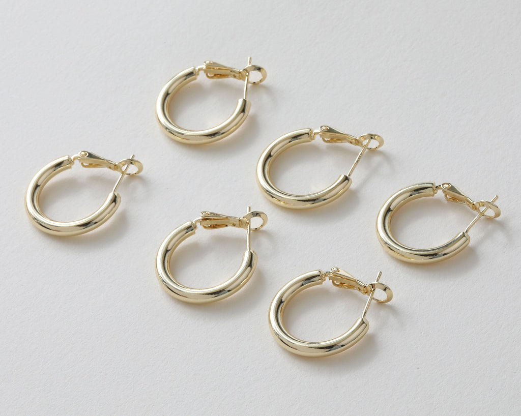 14K Gold Plated Round Hoop Earring, S925 Silver Ear Pin, Huggie Hoops Earring Parts, Spring Ear Hoops, 20mm, 24mm, hoop earrings G0017-D0315