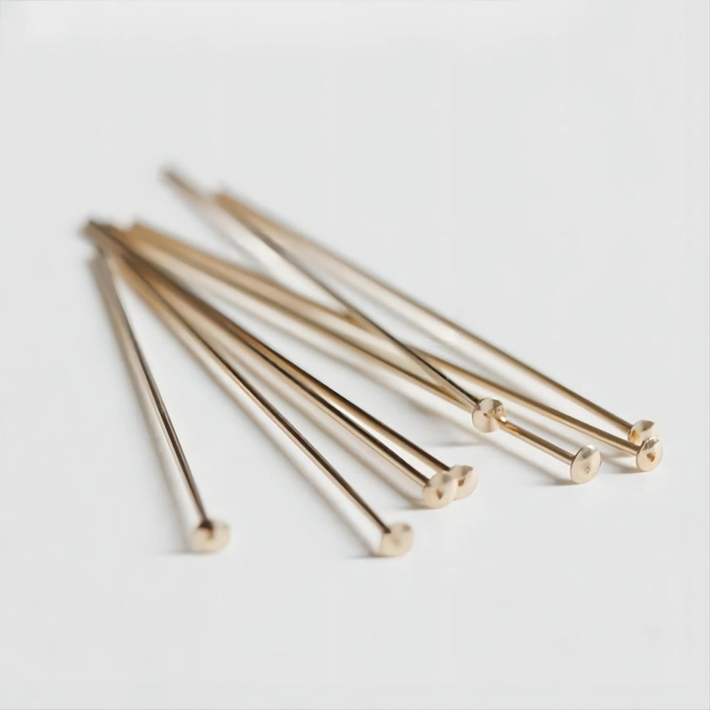14K Gold Filled Head Pins- [10PCS] 21/23/25/27 Gauge, Head Pins, Gold Filled Jewelry Making Supply BL017