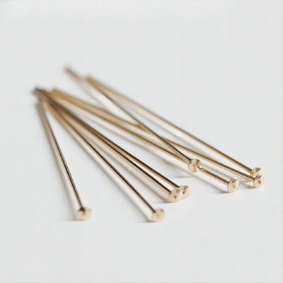14K Gold Filled Head Pins- [10PCS] 21/23/25/27 Gauge, Head Pins, Gold Filled Jewelry Making Supply BL017