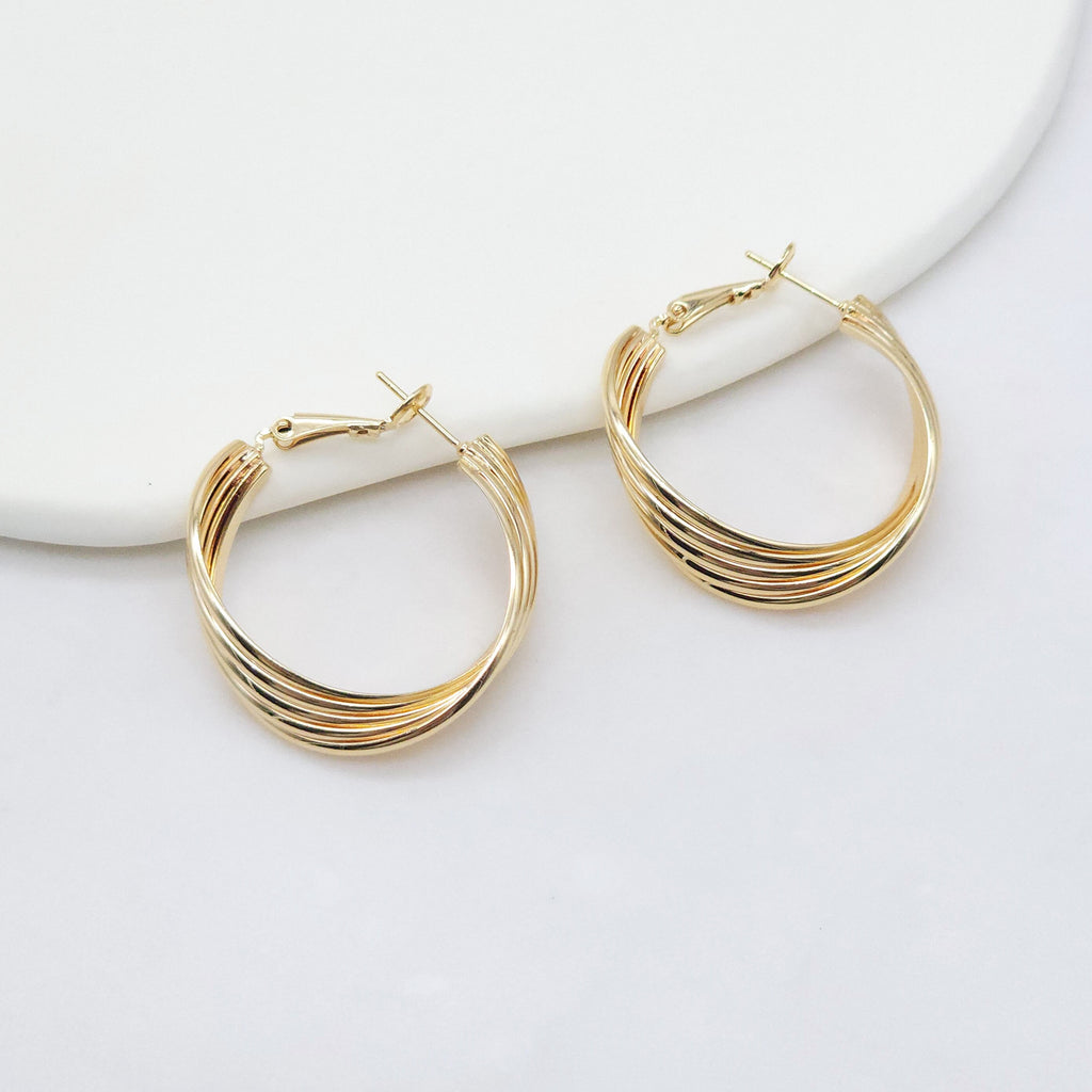 Gold Ear Hoops, 36.3*30.8mm, 18K Gold Plated Earrings, Huggie Hoops Earring ZX129