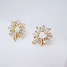 Load image into Gallery viewer, Cubic Zirconia Circle Post Earrings,Gold Plated Earring Post with Loop,Hypoallergenic,DIY Earring Findings,Handmade Earring Supplies D0034