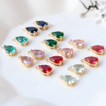 تحميل الصورة إلى عارض المعرض، 10 قطع - دلايات كريستال صغيرة على شكل دمعة، مطلية بالذهب/الفضة عيار 14 قيراطًا، مقاس 6×8 مم، قطع مجوهرات HL100-F053