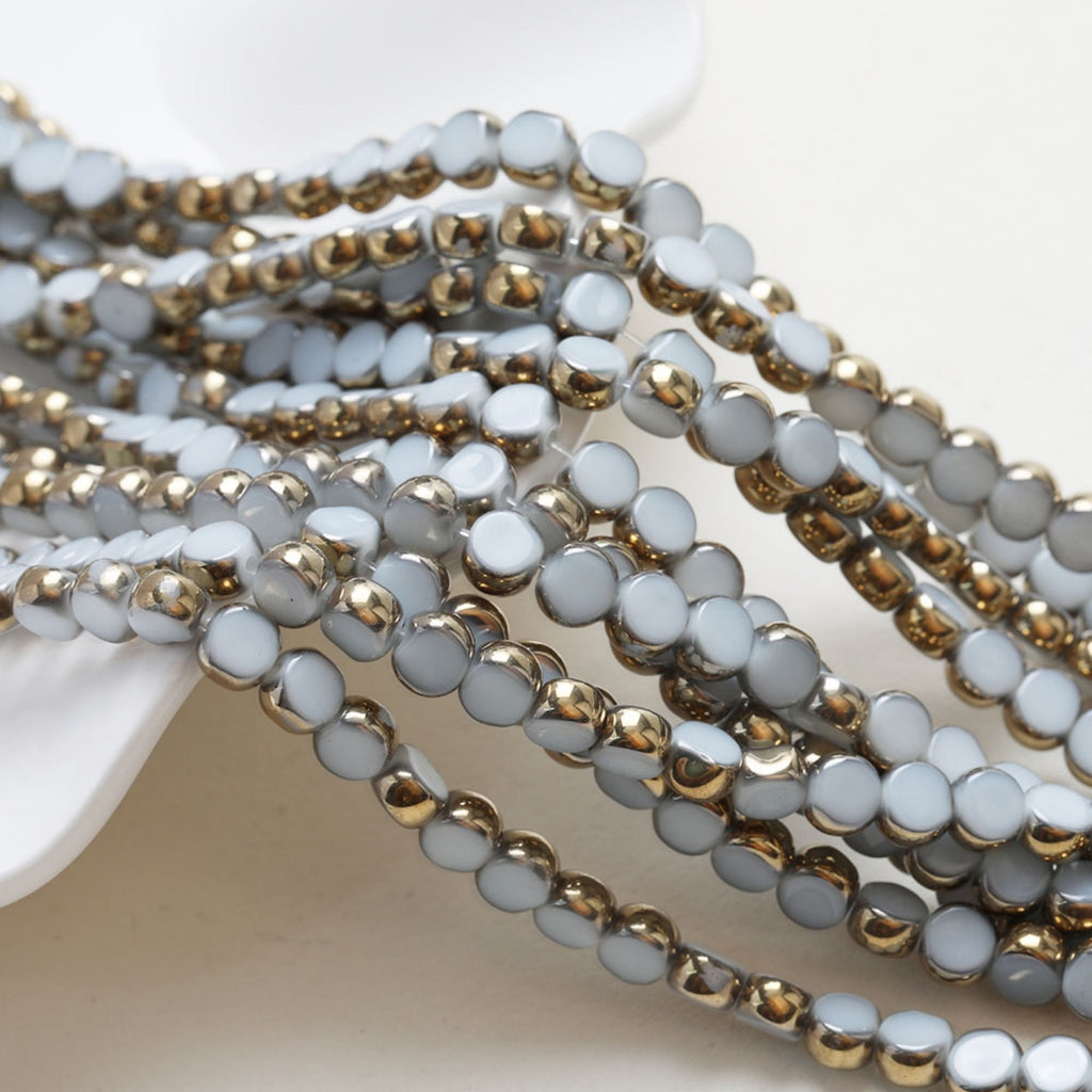 Gold Rimmed Round Glass Beads, 6*3mm, Crystal Glass Loose Beads for Jewelry Making, DIY Beads Finding GZ550