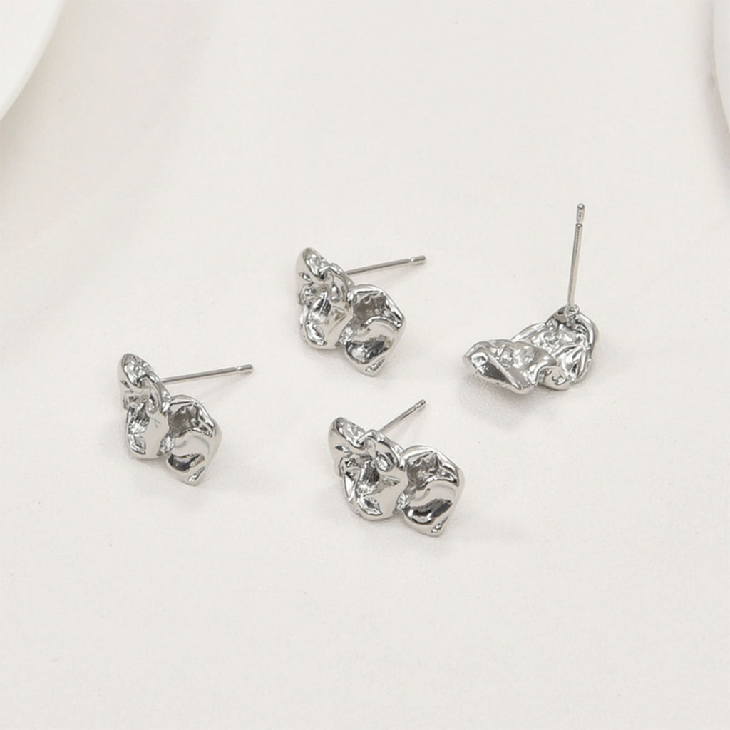 Pendientes de lava irregulares con aro, pendientes de plata S925 sin níquel, pendientes de botón de oro/plata, accesorios hipoalergénicos LL171-D0308