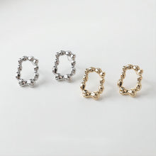 تحميل الصورة إلى عارض المعرض، قرط مستطيل غير منتظم، ذهبي/فضي، أقراط فضة S925 خالية من النيكل، نتائج قرط متقطرة مضادة للحساسية GE051