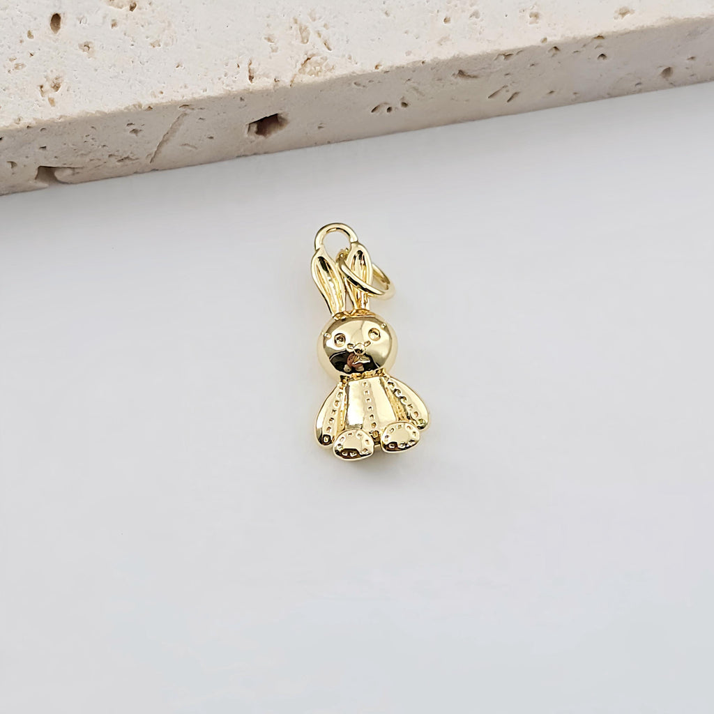 Gold Bow Tie Charm, Bunny Pendant, Cute Pendant, 18K Gold Plated, Jewelry Findings S1273