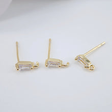 تحميل الصورة إلى عارض المعرض، أقراط مستطيلة أنيقة مرصعة بالزركونيا المكعبة، مطلية بالذهب مع حلقة، أدوات يدوية للعثور على الأقراط، لوازم صنع الأقراط بنفسك D0040