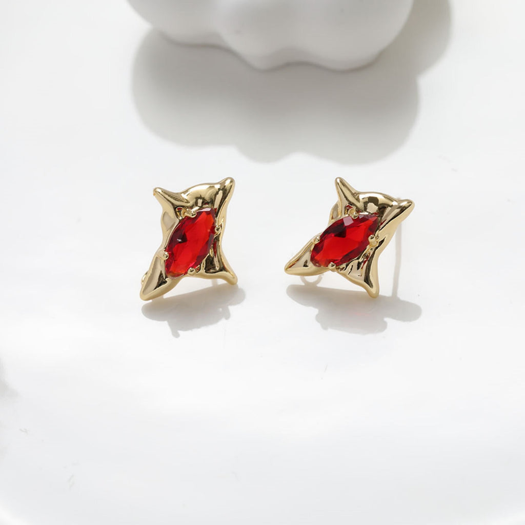 قرط أذن غير منتظم من الزركونيا، ذهب/فضة عيار 14 قيراط، أقراط فضة S925 خالية من النيكل، على شكل عين مع حلقة GZ115