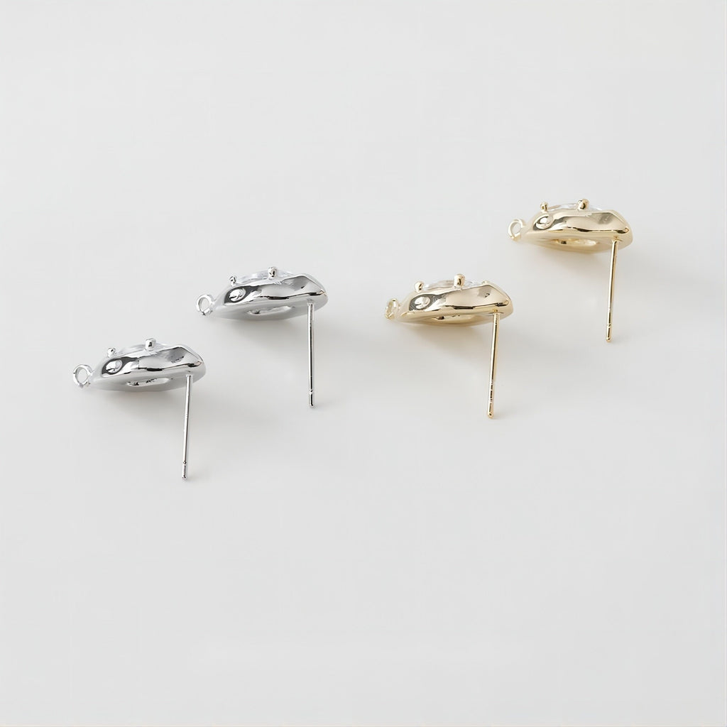 قرط أذن غير منتظم من الزركونيا، ذهب/فضة عيار 14 قيراط، قرط فضة S925 خالٍ من النيكل، على شكل عين مع حلقة GE015