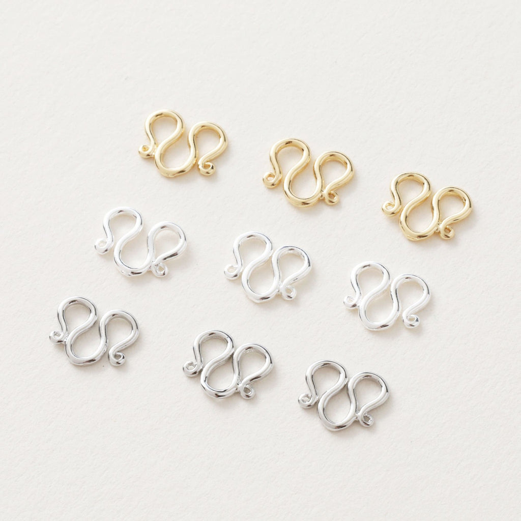 5PCS- M Hook Clasps, 18K Gold Plated W Clasp, S Clasps, 9x10mm, Necklace Bracelet Making Clasp, Jewelry Findings JG054