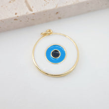 Cargar imagen en el visor de la galería, Dije de ojo turco cúbico, colgante redondo con micro pavé de circonitas cúbicas, chapado en oro de 18 quilates, 20 mm, para hacer collares, accesorios de joyería S20460