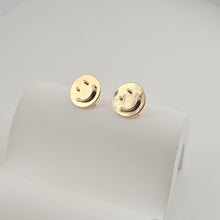 Load image into Gallery viewer, Emoji Round Earring Post, Smile Face Post Earring, S925 Silver Pin, 12.3mm, Nickel Free Earrings, Irregular Shape Ear Stud with Loop ZX275