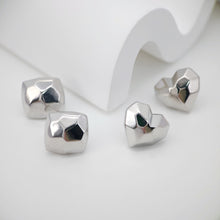 Load image into Gallery viewer, 10pcs Square Heart Earring Post, S925 Silver Pin Nickel Free Earrings, Diamond cut Square Shape Ear Stud with Loop ZX096