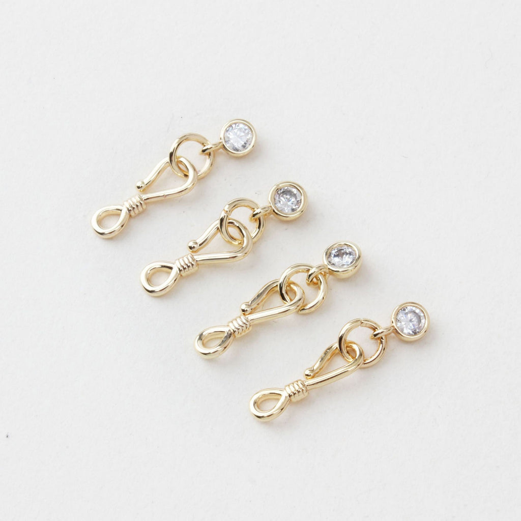 Fish Hook Clasp, Necklace Connector, CZ Pave, 14K Gold/Silver Plated, Neckalce Bracelet Making Pendant, Jewelry Supply Finding JG061