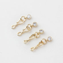 Load image into Gallery viewer, Fish Hook Clasp, Necklace Connector, CZ Pave, 14K Gold/Silver Plated, Neckalce Bracelet Making Pendant, Jewelry Supply Finding JG061