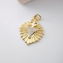 Load image into Gallery viewer, Gold Heart Charm, 18K Gold Plated Heart Pendant,  Necklace Bracelet Making Pendant S1131