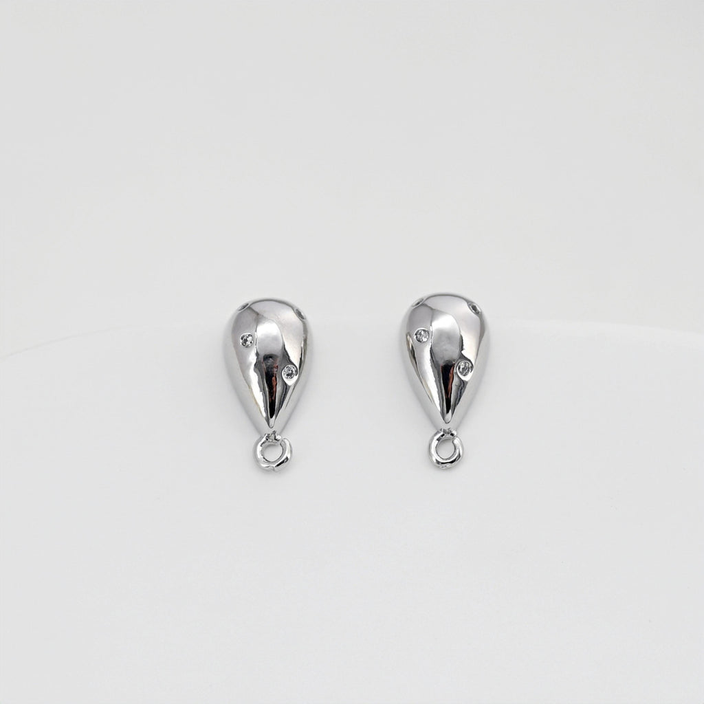 Drop Earring Post with loop, 18K Gold Plated, Nickel Free Earrings, Teardrop Shaped Ear Stud, Jewelry Making Findings D0400