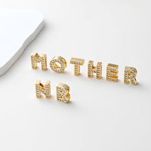Load image into Gallery viewer, 18K Gold Alphabet Letter Beads, CZ Initial Beads, Letter Charms, Double-sided hollowing, Letter Inital beads, For Necklace Bracelet  S1396