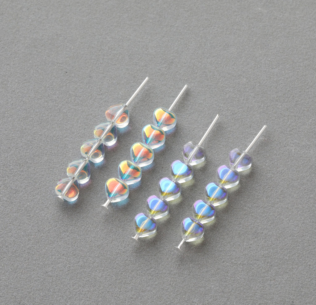 10pcs Heart Glaze Beads, 7mm, Aurora, Glaze Loose Beads for Jewelry Making, Bracelet DIY Beads Finding GZ089