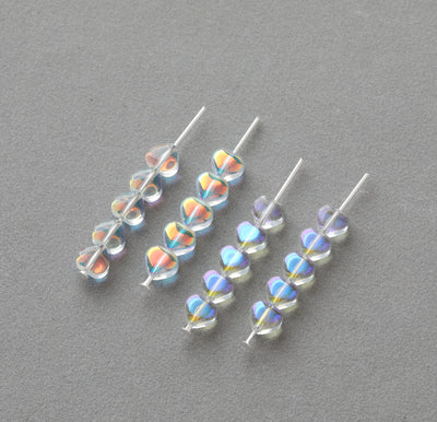 10pcs Heart Glaze Beads, 7mm, Aurora, Glaze Loose Beads for Jewelry Making, Bracelet DIY Beads Finding GZ089