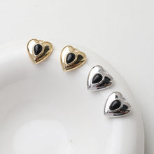 Load image into Gallery viewer, Heart Charms, Pave Black Stone, 14K Gold Plated, Love Pendant, Necklace Making Pendants, Jewelry Findings GT031