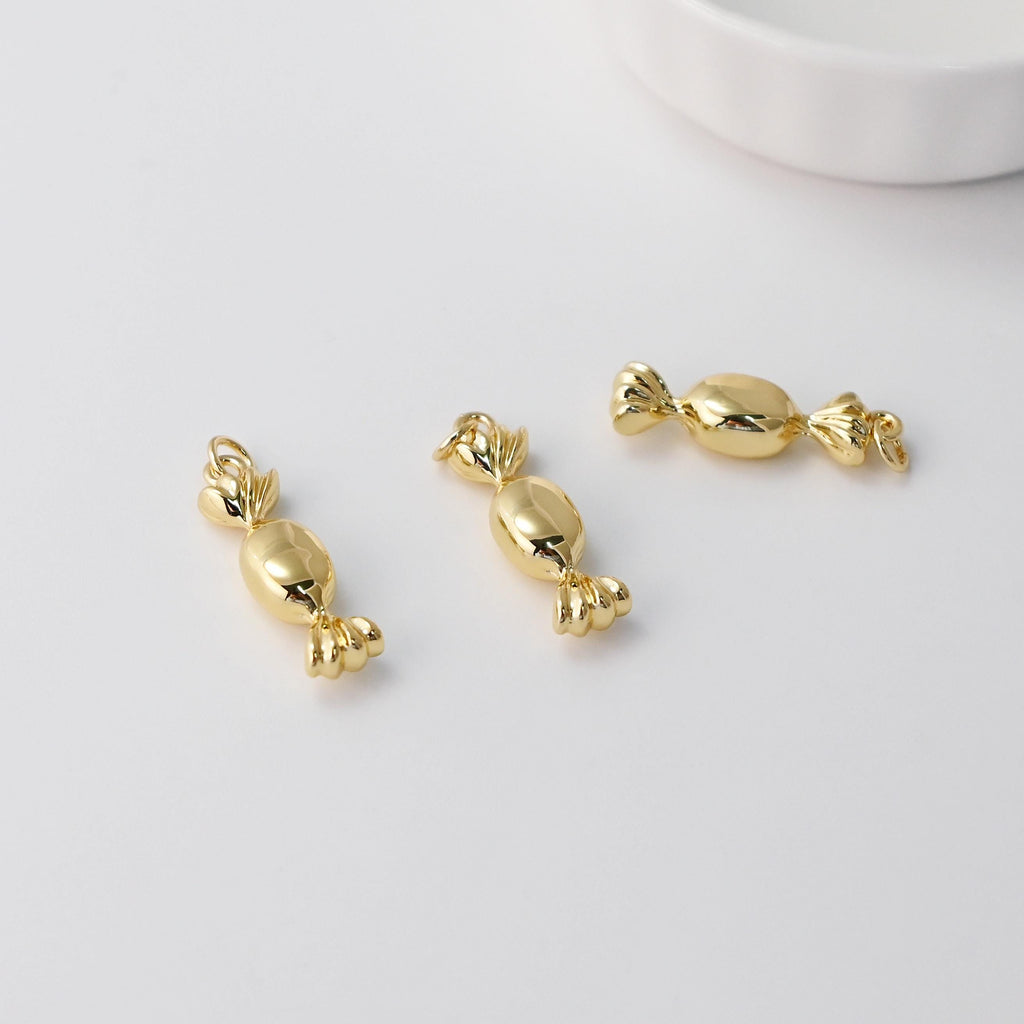 Gold Candy Charm, Candy Pendant, 18K Gold Plated, 25*7mm, Necklace Making Charm, Jewelry Findings S20825