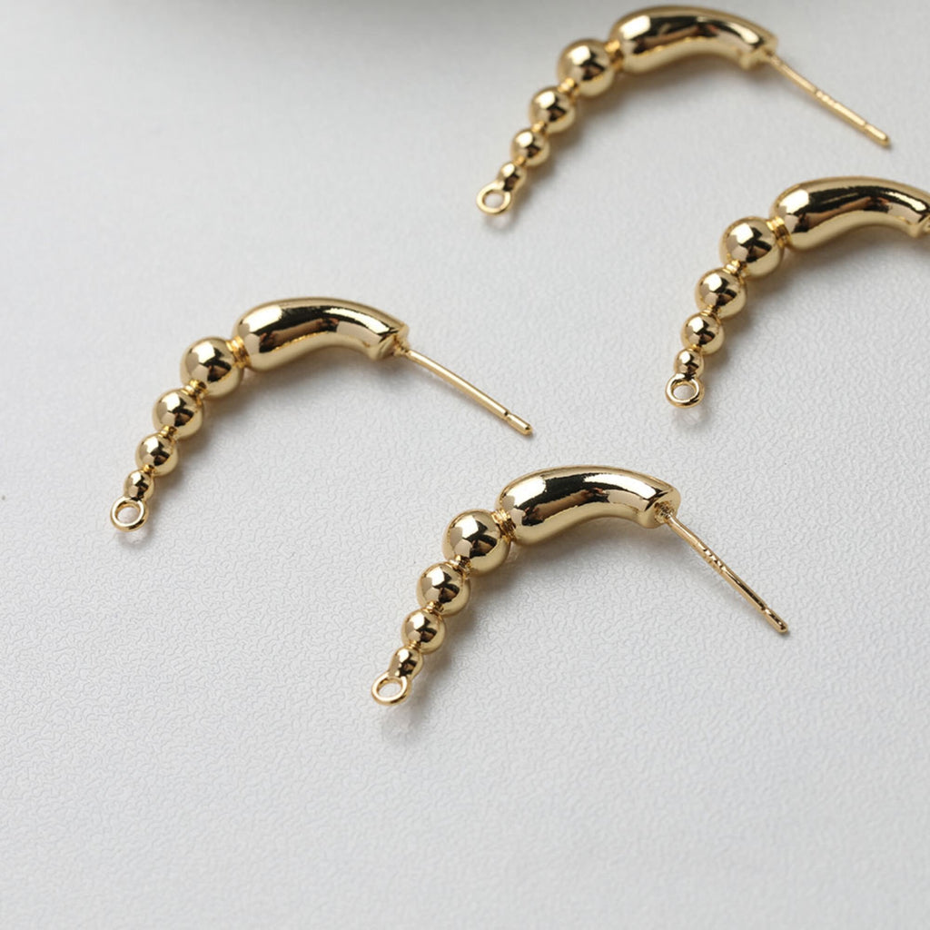 قرط من سلسلة خرز دائرية ذهبية مع عمود، قرط مرصع خالٍ من النيكل، دبوس أذن من الفضة S925، نتائج قرط مضادة للحساسية GT050