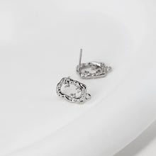 Load image into Gallery viewer, Rectangular CZ Earring Post With Loops, S925 Silver Pin Nickel Free Post, 18K gold Plated, Hypoallergenic Earring Findings D0433