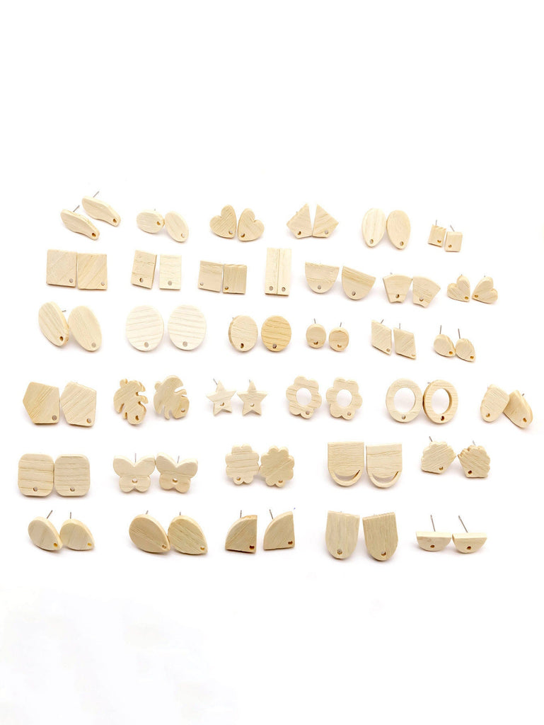 4PCS Wood Earrings, Horseshor Shape Wooden Earrings for women, Nickel Free, Geometric Statement Earrings Finding   JT924